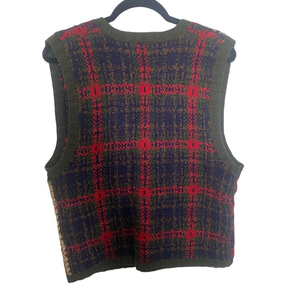 Vtg Robert Scott Hand Knitted Sweater Vest Womens PL Patchwork Holiday - Picture 3 of 8